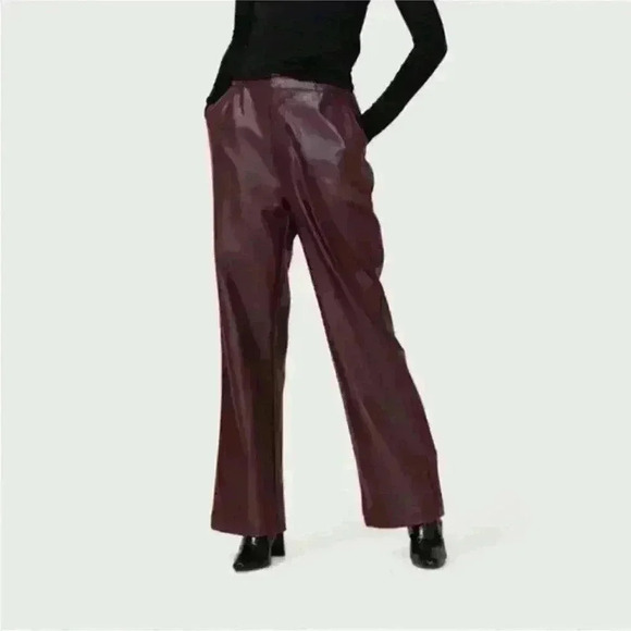 Honor The Gift Burgundy Faux Leather Pants - Picture 1 of 4